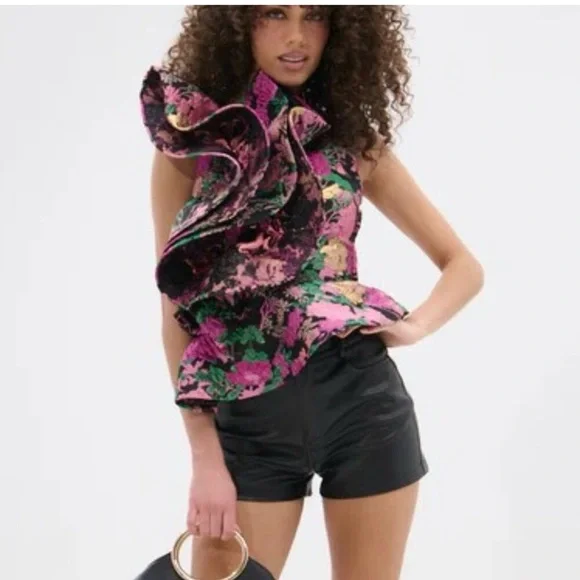 Floral Ruffle Women's Top - Picture 1 of 4